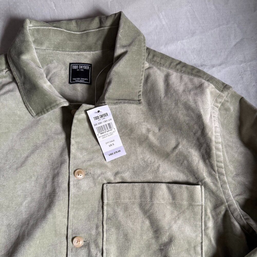 Todd Snyder Men's Velvet Deck Shirt Small SAGE GREEN (Relaxed Fit) $278
